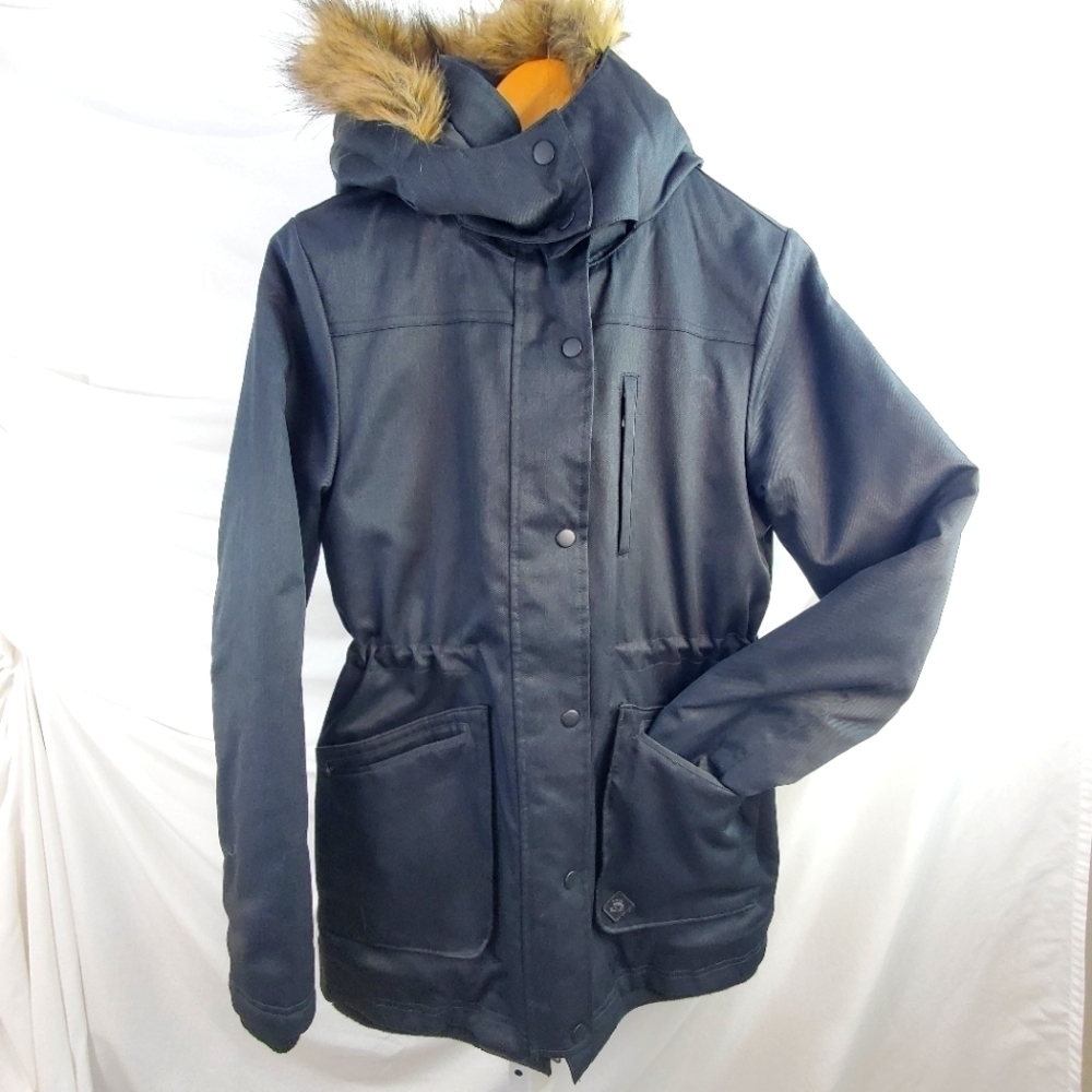 Vans Warm Winter Fur trim Hooded Jacket Car Coat Length